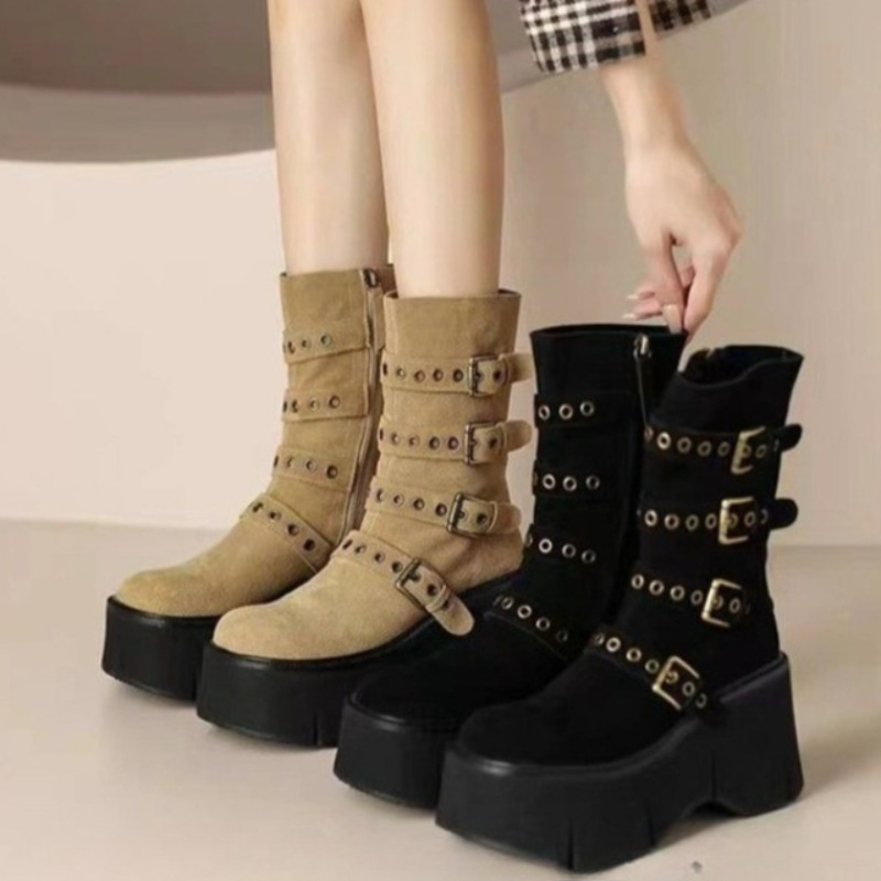 Pipe Bending Spring - Super High Heel Retro Mid-Tube Boots